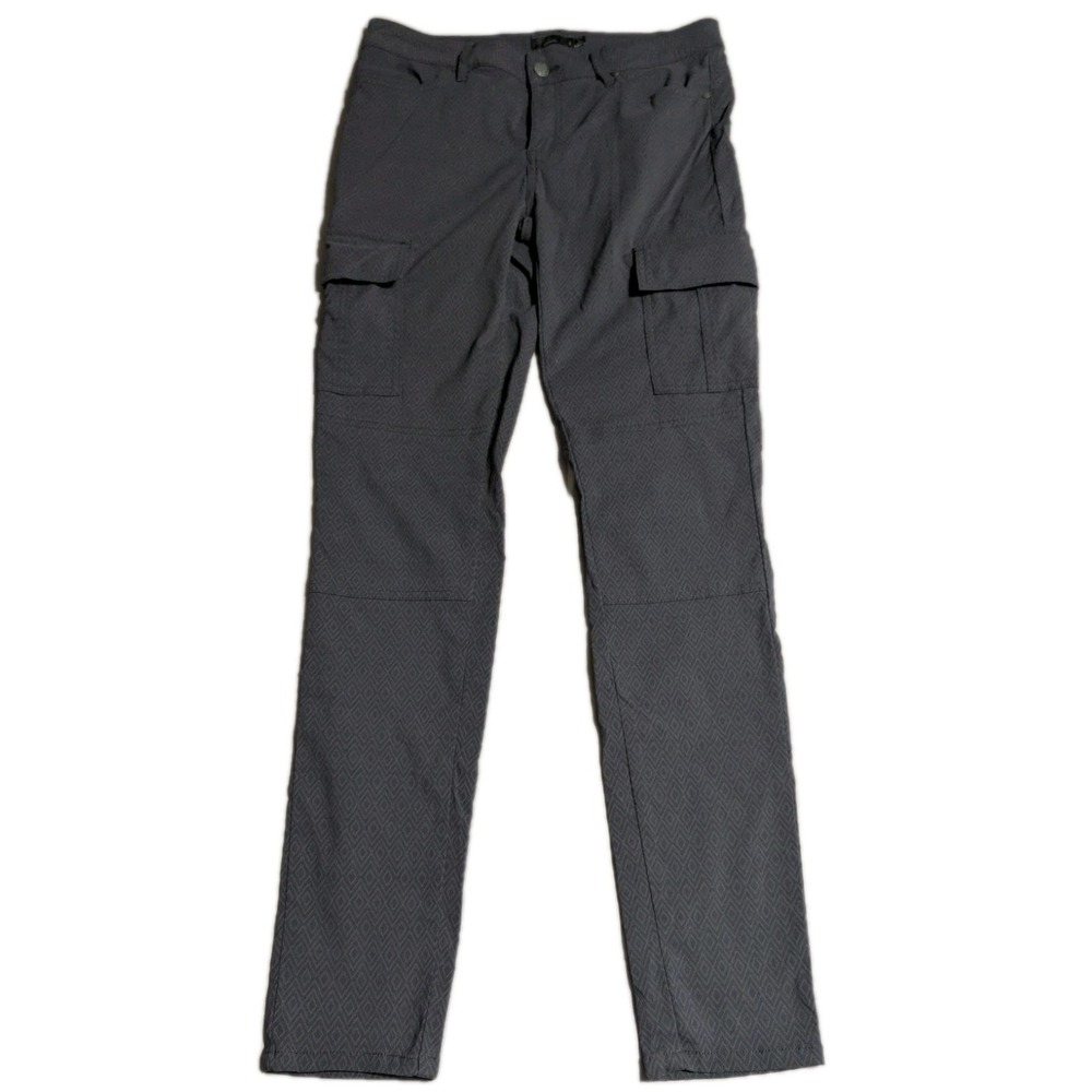 prAna Womens Cargo Pants Size 8 Gray‎ Geometric Pattern Stretch Hiking Trail